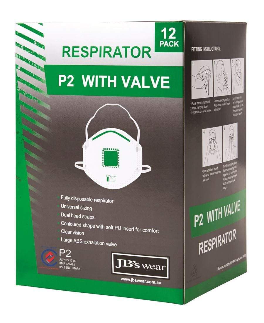 P2 Respirator with Valve (12pc) 8C150 PPE Jb's Wear   